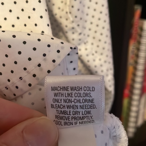 Apt. 9 Large Petite White and Black Polka Dot Button Up Shirt - Picture 5 of 5